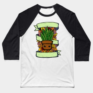 Cute Snake Plant Illustration Baseball T-Shirt